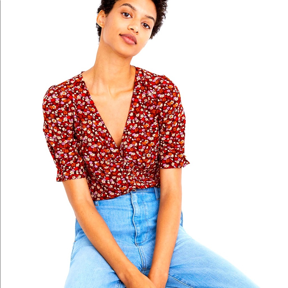 NWT Madewell Silk button sleeve Top